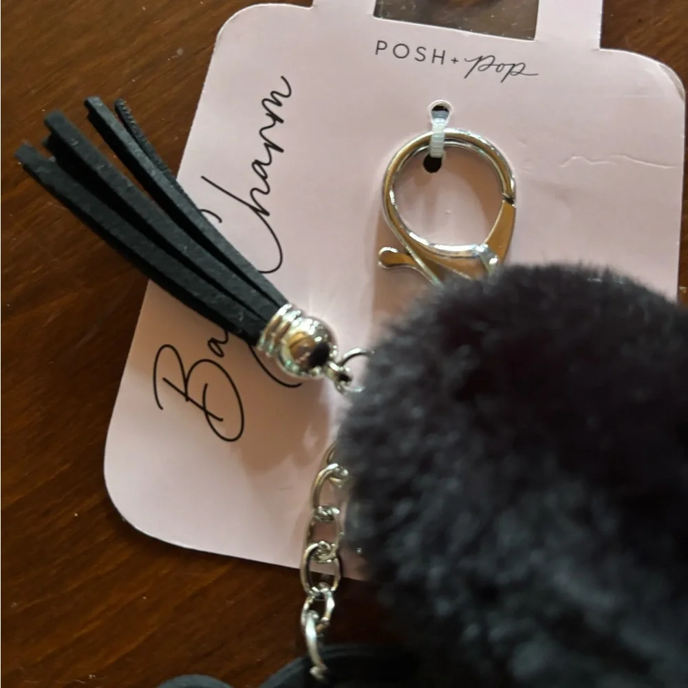 NWT Posh & Pop sparkly Black and Silver Bear Keychain/ bag charm